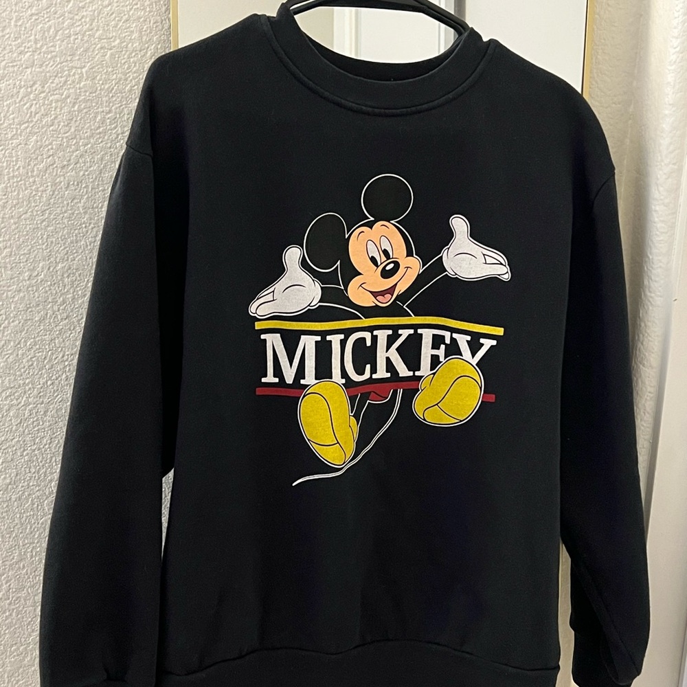 Disney Black Crewneck Sweater with Mickey Mouse